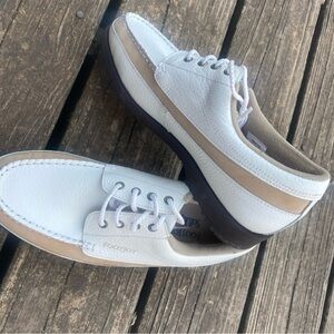 FootJoy White and Tan Leather Men's spikless golf Shoes